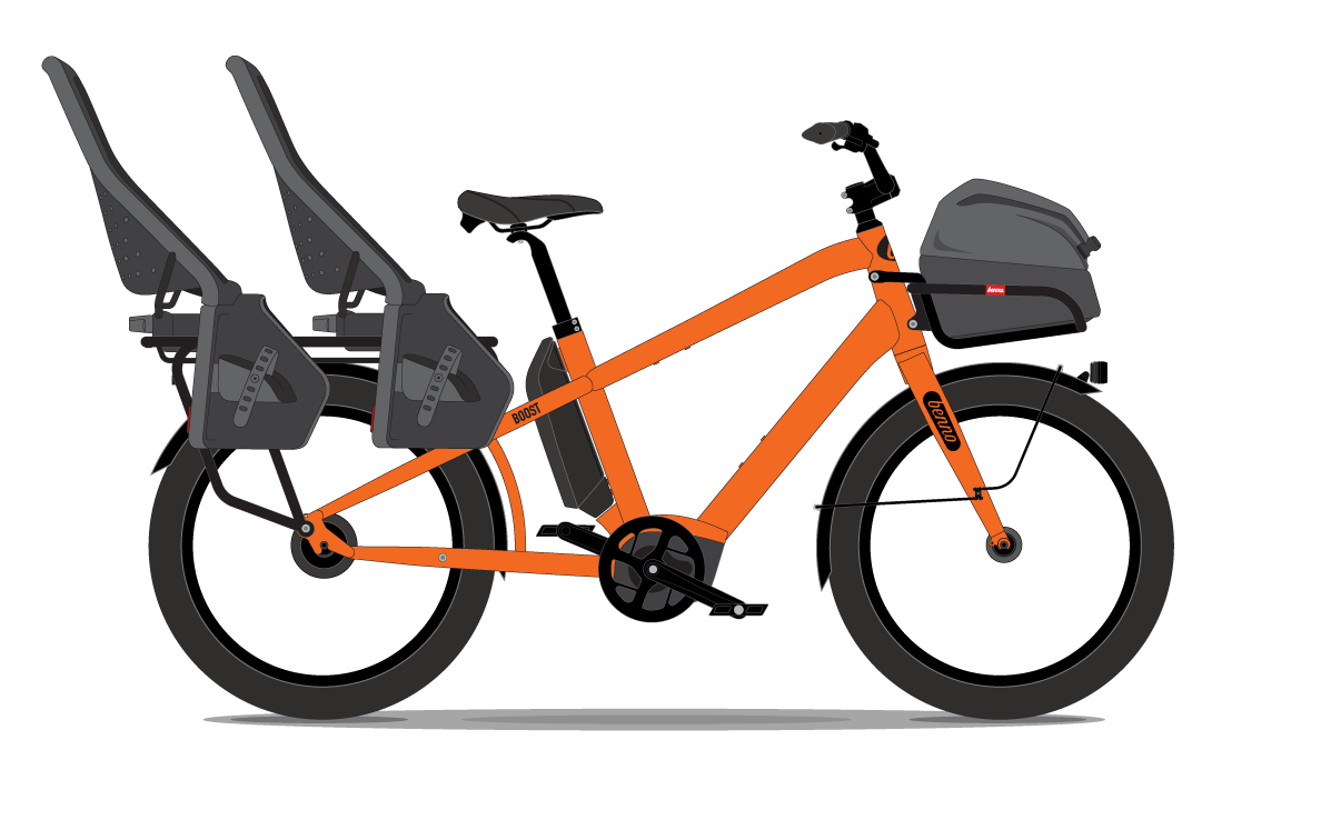 The twin bike - two small children - Propel Electric Bikes